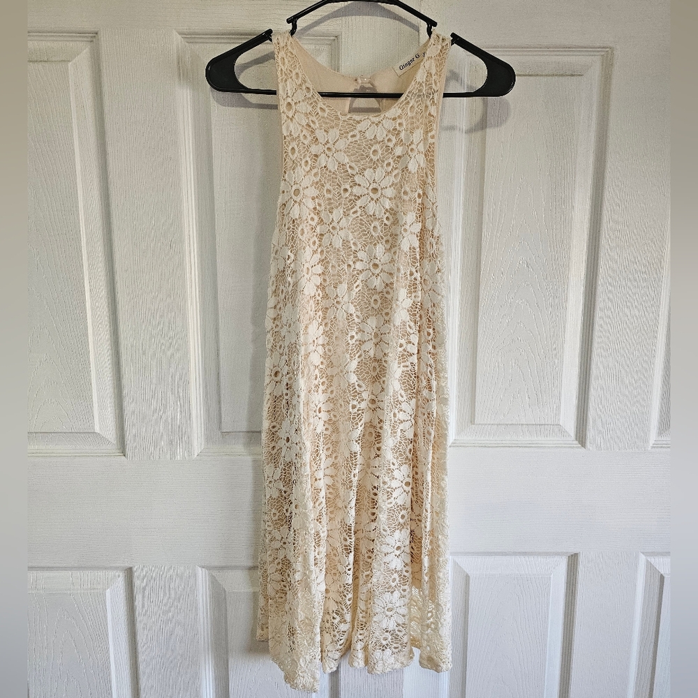 Ginger G Sleeveless Cream Ivory Knit Dress